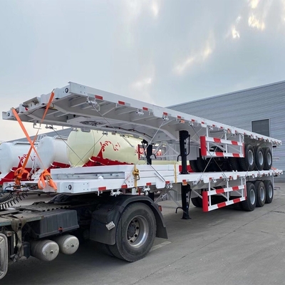 Capacité de charge de 50 tonnes Suspension mécanique 3 essieu 40 FT Conteneur plat Semi-remorque