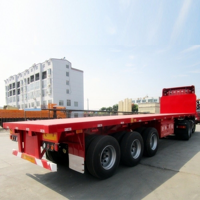 Capacité de charge de 50 tonnes Suspension mécanique 3 essieu 40 FT Conteneur plat Semi-remorque