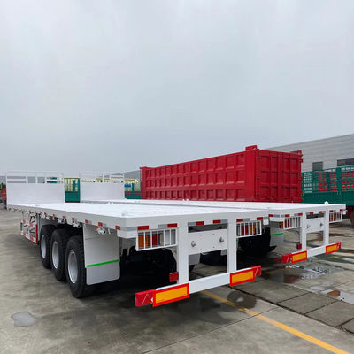 Semi-remorque avec poutre latérale 16 mm en acier à canal utilisée 12 roues remorque à plat