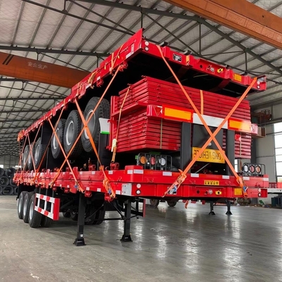 12500*2500*1650mm 3 4 axe 40FT Plateforme à plat semi-remorque pour le transport de conteneurs