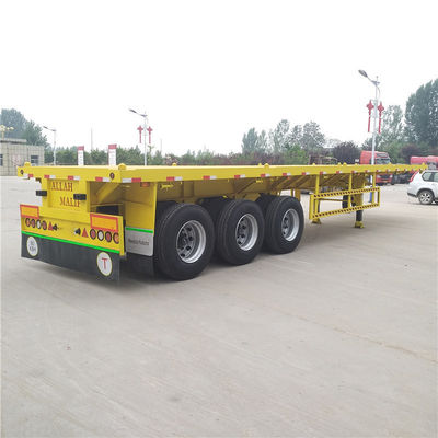 Jaune 3 essieux Semi-remorque à plat 40FT 48FT avec faisceau latéral 16mm Channel Steel