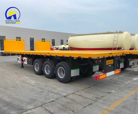 40 tonnes 60 tonnes Capacité 3 essieux Plateforme de transport de conteneurs de 40 pieds Semi-remorque plat