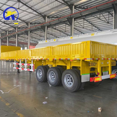 Capacité de chargement de 40 à 60 tonnes Semi-remorque à lit plat avec 3 essieux Fuwa/BPW et paroi latérale