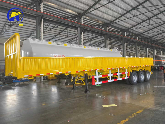 Capacité de chargement de 40 à 60 tonnes Semi-remorque à lit plat avec 3 essieux Fuwa/BPW et paroi latérale