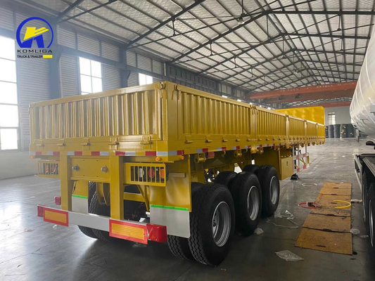 Capacité de chargement de 40 à 60 tonnes Semi-remorque à lit plat avec 3 essieux Fuwa/BPW et paroi latérale