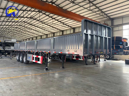 40 à 80 tonnes 3 essieux Tri-essieux paroi latérale Cargo Semi-remorque lourde 12 pneus inclus