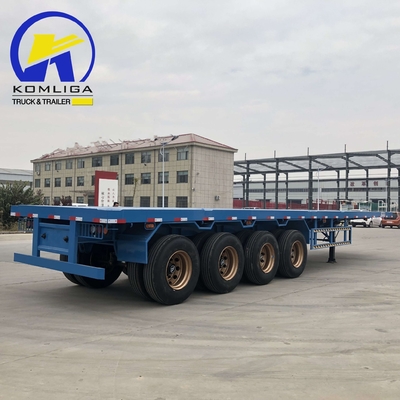 Semi-remorque à plat de 40 tonnes avec serrure de conteneur et support technique de pièces de rechange
