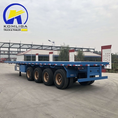 Semi-remorque à plat de 40 tonnes avec serrure de conteneur et support technique de pièces de rechange