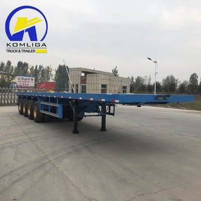 Semi-remorque à plat de 40 tonnes avec serrure de conteneur et support technique de pièces de rechange
