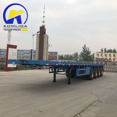 Semi-remorque à plat de 40 tonnes avec serrure de conteneur et support technique de pièces de rechange