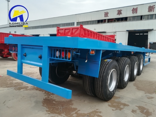 Plateforme de transport de conteneurs de 40 tonnes, 60 tonnes, 3/4 essieux, 40 pieds, semi-remorque à plat avec lumière LED