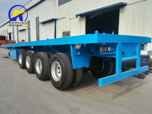 Plateforme de transport de conteneurs de 40 tonnes, 60 tonnes, 3/4 essieux, 40 pieds, semi-remorque à plat avec lumière LED