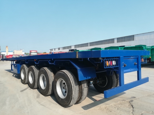 Plateforme de transport de conteneurs de 40 tonnes, 60 tonnes, 3/4 essieux, 40 pieds, semi-remorque à plat avec lumière LED