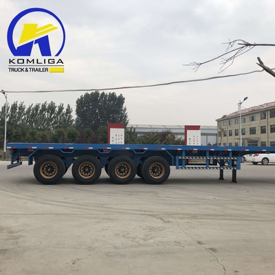 Plateforme de transport de conteneurs de 40 tonnes, 60 tonnes, 3/4 essieux, 40 pieds, semi-remorque à plat avec lumière LED