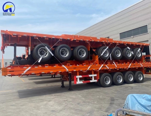 50 tonnes de capacité de charge Container en acier semi-remorque à plat pour le transport de marchandises lourdes