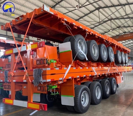 50 tonnes de capacité de charge Container en acier semi-remorque à plat pour le transport de marchandises lourdes