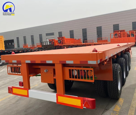 50 tonnes de capacité de charge Container en acier semi-remorque à plat pour le transport de marchandises lourdes
