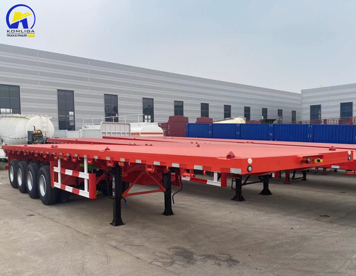 50 tonnes de capacité de charge Container en acier semi-remorque à plat pour le transport de marchandises lourdes