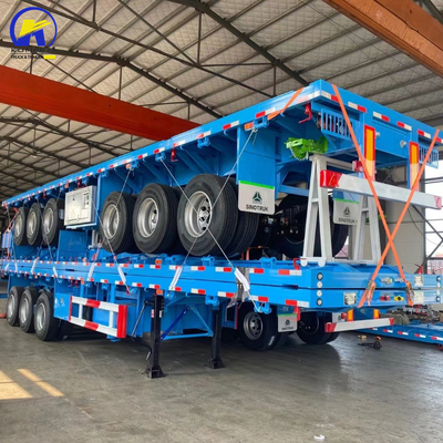 Trailers à trois essieux pour le transport de marchandises lourdes 12 pneus 16 mm poutre latérale