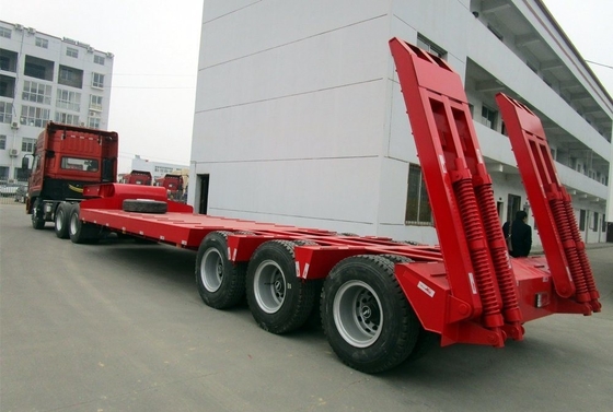 Afrique du Sud 3 essieux 60t remorque à lit bas avec hydraulique et de qualité lourde 80tonnes