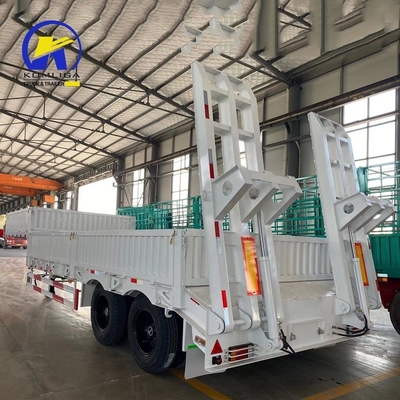 3 axes 60 tonnes Lowboy Truck Trailer avec 7000-8000 mm de base de roue et 40-100 tonnes de charge utile