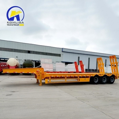 Semi-remorque de transport à 4 essieux pour excavatrice avec basse hauteur et épaisseur de plate-forme de 4 mm