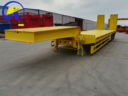 4 essieux Transport d'équipements lourds Chargeur à lit bas Remorque pour plateau de semi-remorque 8.0-20