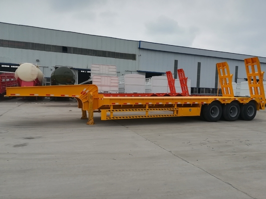 Semi-remorque à roues basses à trois axes de 50 tonnes, avec rampe et épaisseur de plate-forme de 4 mm