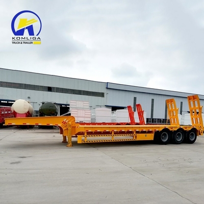 Semi-remorque à roues basses à trois axes de 50 tonnes, avec rampe et épaisseur de plate-forme de 4 mm