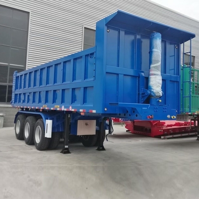 3 essieux 60 tonnes 70 tonnes Tireur d'extrémité 35 45 mètres cubes remorque à décharge avec faisceau principal vers le bas