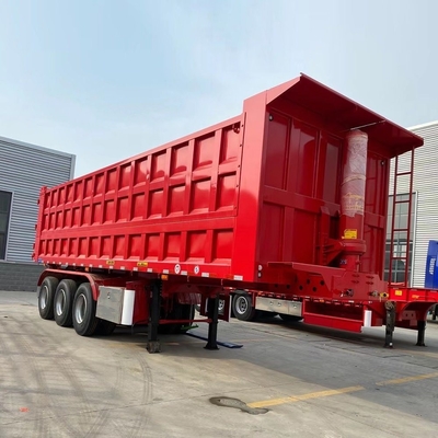 3 essieux 60 tonnes 70 tonnes Tireur d'extrémité 35 45 mètres cubes remorque à décharge avec faisceau principal vers le bas