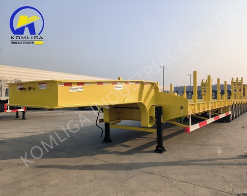 60 80 100 tonnes Lowboy Semi-remorque avec 7000-8000 mm de base de roue et 15/80/22.5 pneus