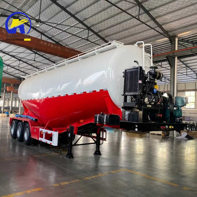 3/4 essieux poudre sèche en vrac ciment matériau citerne semi-camion remorque avec moteur diesel