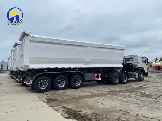 Sinotruk Blanc 3 essieux en forme de U Dump Trailer Tipper Semi-trailer avec système de freinage Wabco