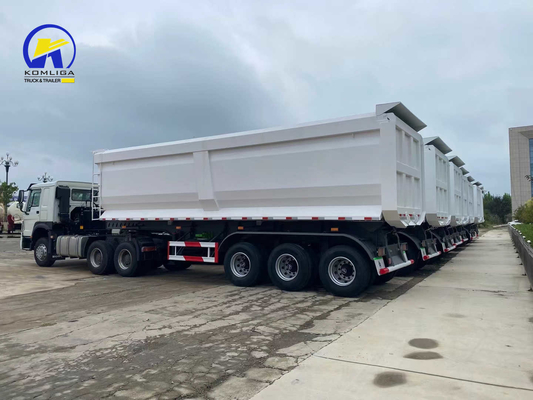 Sinotruk Blanc 3 essieux en forme de U Dump Trailer Tipper Semi-trailer avec système de freinage Wabco