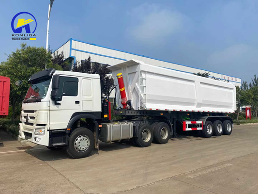 Sinotruk Blanc 3 essieux en forme de U Dump Trailer Tipper Semi-trailer avec système de freinage Wabco